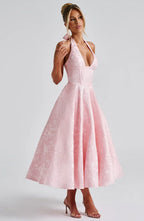 Marke Cocktailkleid mit Neckholder und floraler Spitze, Midi-Länge — Image 9