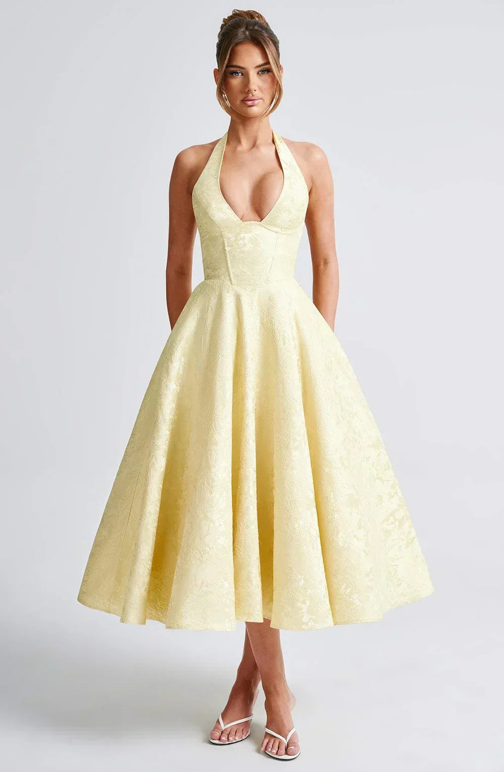 Marke Cocktailkleid mit Neckholder und floraler Spitze, Midi-Länge — Image 6