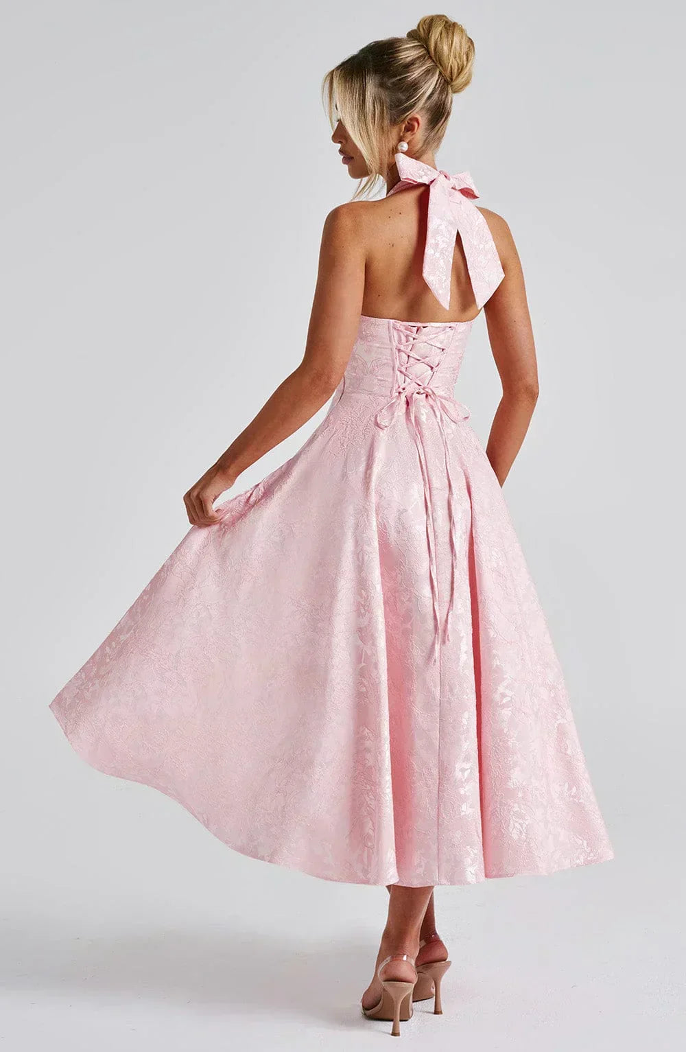 Marke Cocktailkleid mit Neckholder und floraler Spitze, Midi-Länge — Image 11