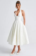 Marke Cocktailkleid mit Neckholder und floraler Spitze, Midi-Länge — Image 16