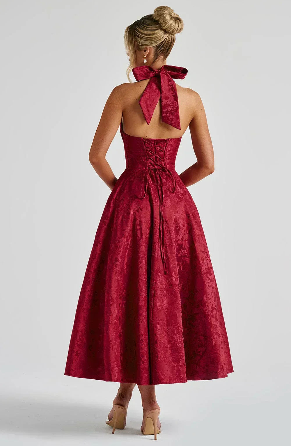 Marke Cocktailkleid mit Neckholder und floraler Spitze, Midi-Länge — Image 12