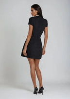 Marke Damenkleid mit Perlendetails und kurzen Ärmeln, figurbetontes Design — Image 4