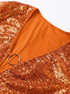 GlamourWear Pailletten-Kleid mit V-Ausschnitt und Glockenärmeln — Image 3