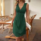 Sommerkleid Ärmellos V-Ausschnitt Blau — Image 10
