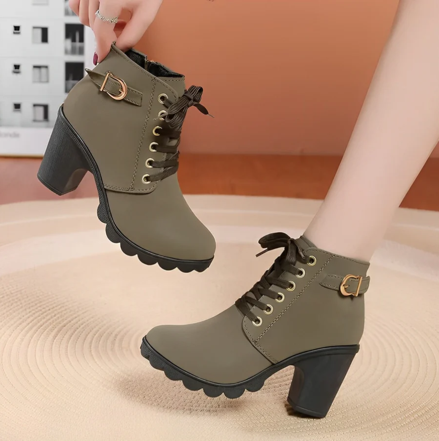 Stylische Damen Stiefeletten in Braun, Schwarz, Khaki und Rot — Image 3