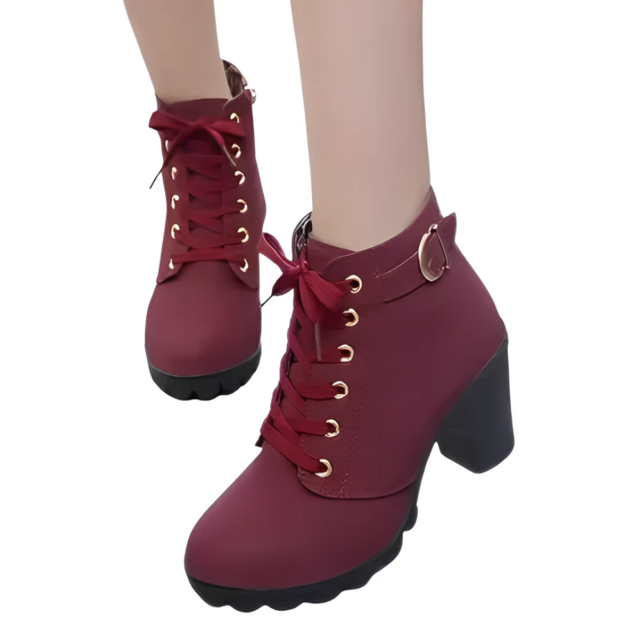 Stylische Damen Stiefeletten in Braun, Schwarz, Khaki und Rot — Image 4