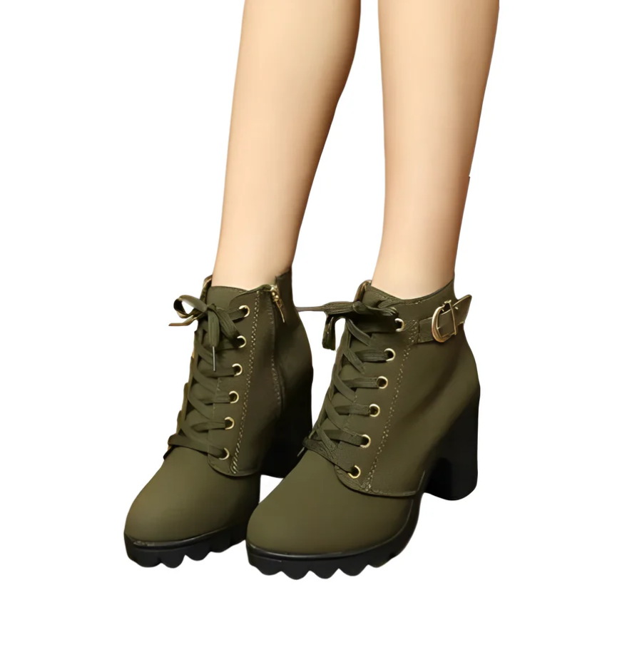 Stylische Damen Stiefeletten in Braun, Schwarz, Khaki und Rot — Image 7