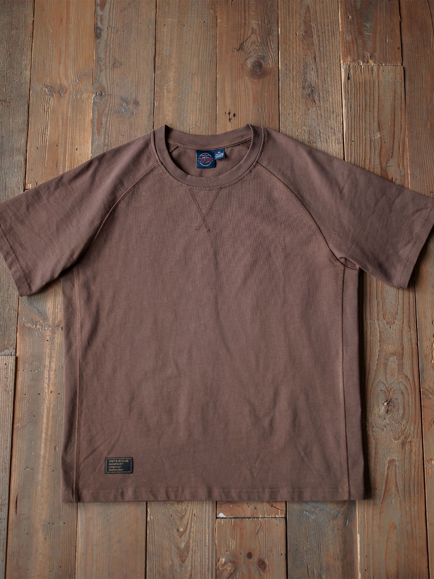 Vintage Club Retro Raglan Ärmel Baumwoll T-Shirt für Herren - Braun, Rundhals, Kurzarm, Bequem — Image 9