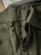 Vintage Stil Herren Arbeits Hose Baumwoll-Canvas Falten Hohe Taille Schnallenverschluss - Khaki / Grün Robuste — Image 8